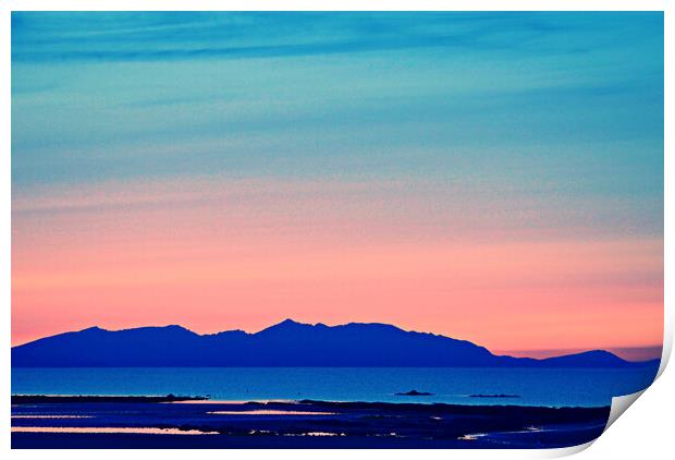 Scottish sunset over mountains of Arran Print by Allan Durward Photography