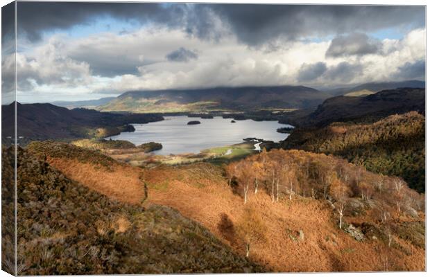 Derwent Water in Autumn Light Canvas Print by David Semmens