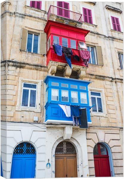 Colourful Maltese balconies Canvas Print by Jason Wells