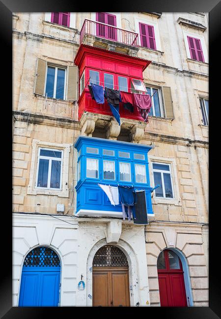 Colourful Maltese balconies Framed Print by Jason Wells