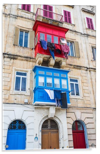 Colourful Maltese balconies Acrylic by Jason Wells