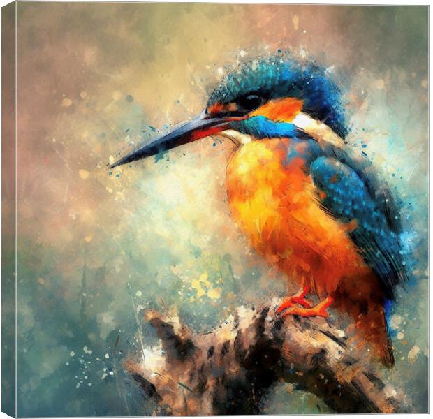 kingfisher,watercolour Canvas Print by kathy white