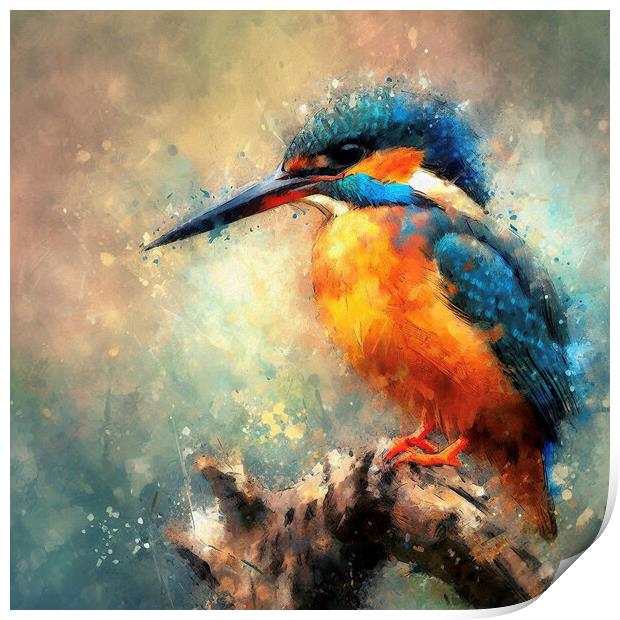 kingfisher,watercolour Print by kathy white