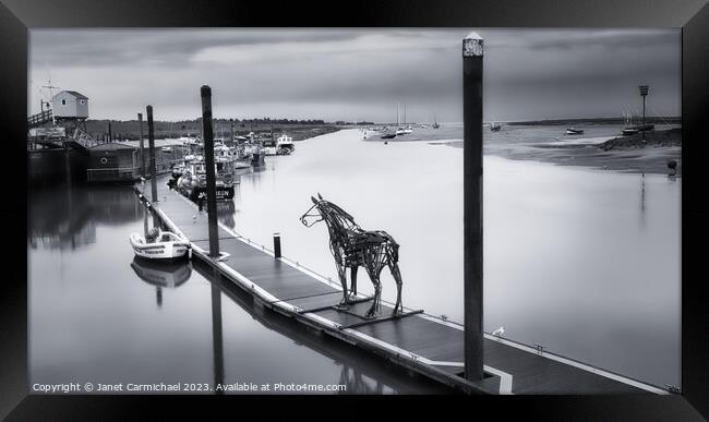 Mystical Lifeboat Horse Sculpture at Wells Next the Sea Framed Print by Janet Carmichael