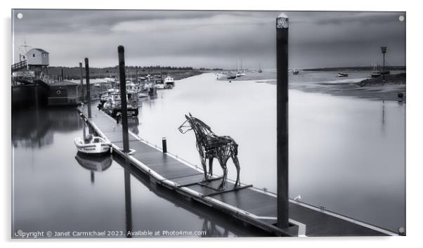 Mystical Lifeboat Horse Sculpture at Wells Next the Sea Acrylic by Janet Carmichael