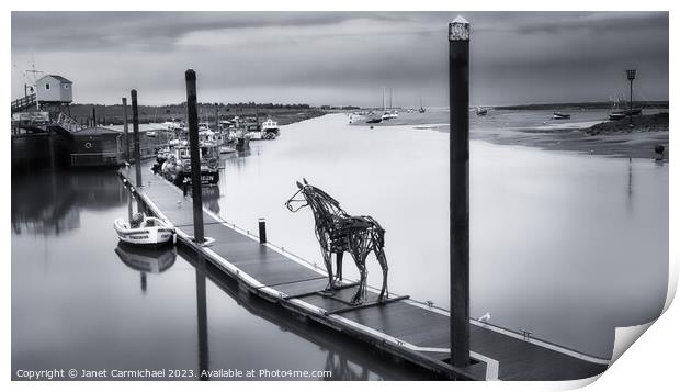 Mystical Lifeboat Horse Sculpture at Wells Next the Sea Print by Janet Carmichael