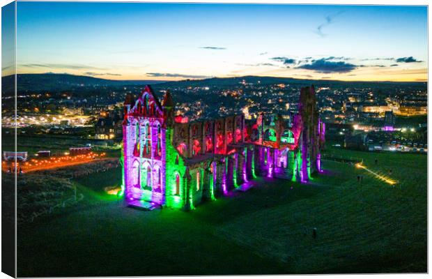 Whitby Abbey After Dark Canvas Print by Apollo Aerial Photography