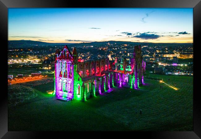Whitby Abbey After Dark Framed Print by Apollo Aerial Photography