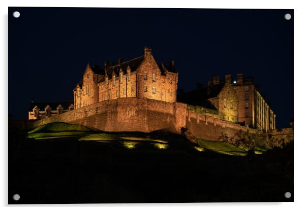 Edinburgh Castle At Night In Scotland Acrylic by Artur Bogacki