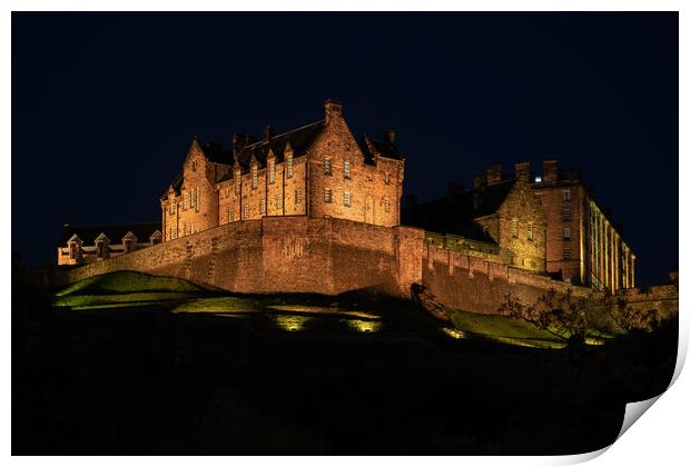 Edinburgh Castle At Night In Scotland Print by Artur Bogacki
