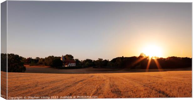 Harvest Sunrise: A Timeless English Landscape Canvas Print by Stephen Young