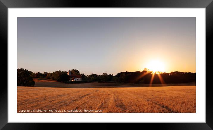 Harvest Sunrise: A Timeless English Landscape Framed Mounted Print by Stephen Young