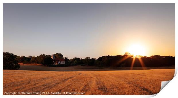 Harvest Sunrise: A Timeless English Landscape Print by Stephen Young