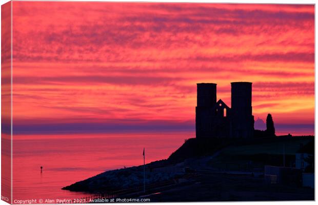 Red Sky in the morning - Sunrise at Reculver Canvas Print by Alan Payton