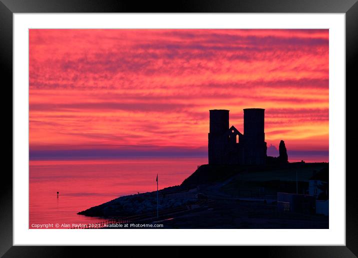 Red Sky in the morning - Sunrise at Reculver Framed Mounted Print by Alan Payton
