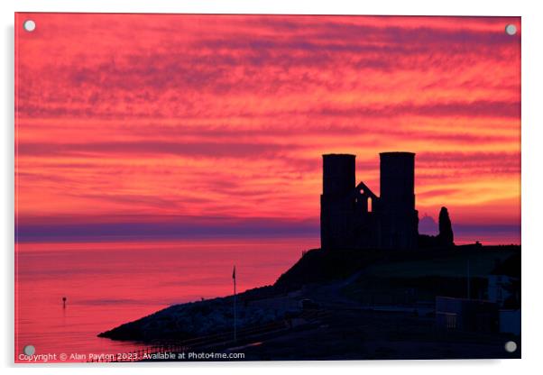Red Sky in the morning - Sunrise at Reculver Acrylic by Alan Payton