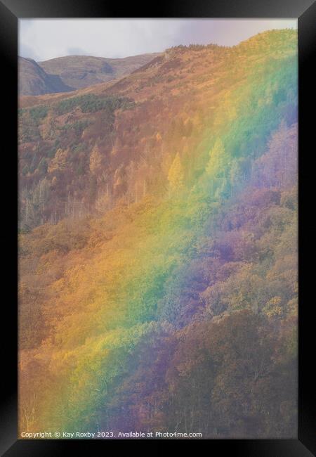 Trossachs rainbow Framed Print by Kay Roxby