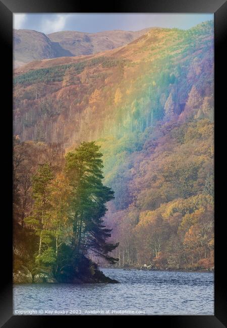 Loch Katrine rainbow Framed Print by Kay Roxby