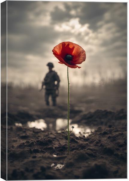 Poppy Soldier Remembrance Canvas Print by Picture Wizard