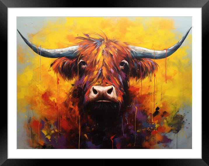 Highland Cow Painting Framed Mounted Print by Steve Smith