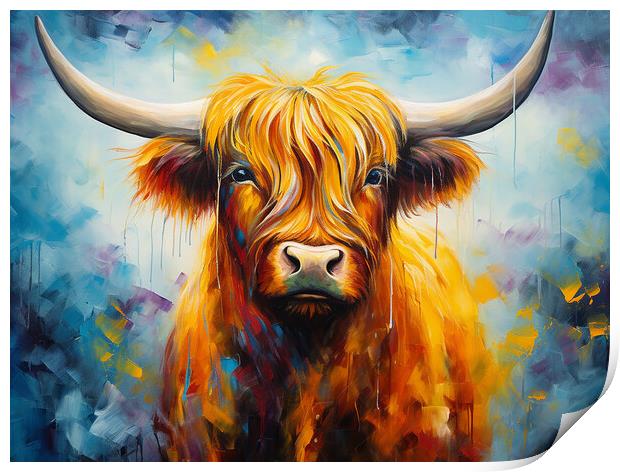 Highland Cow Painting Print by Steve Smith