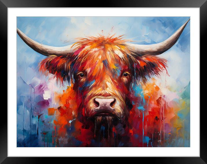 Highland Cow Painting Framed Mounted Print by Steve Smith