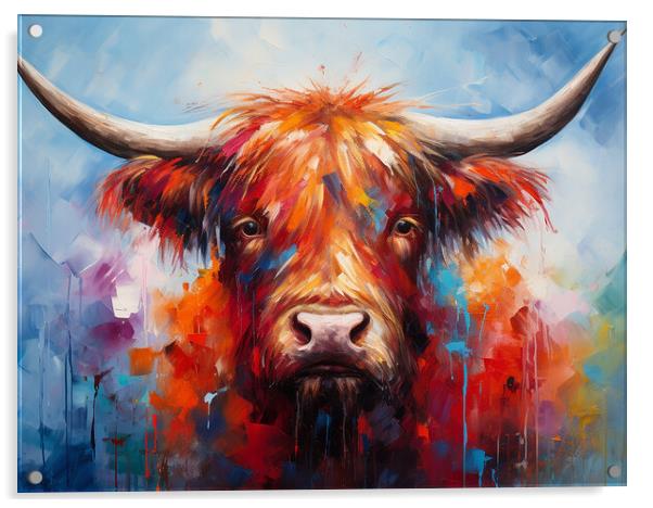 Highland Cow Painting Acrylic by Steve Smith
