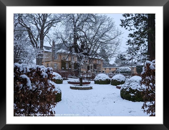 The Slaughters Manor House in winter Framed Mounted Print by Martin fenton