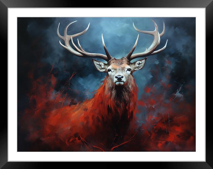 Scottish Stag Painting Framed Mounted Print by Steve Smith