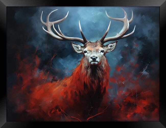 Scottish Stag Painting Framed Print by Steve Smith