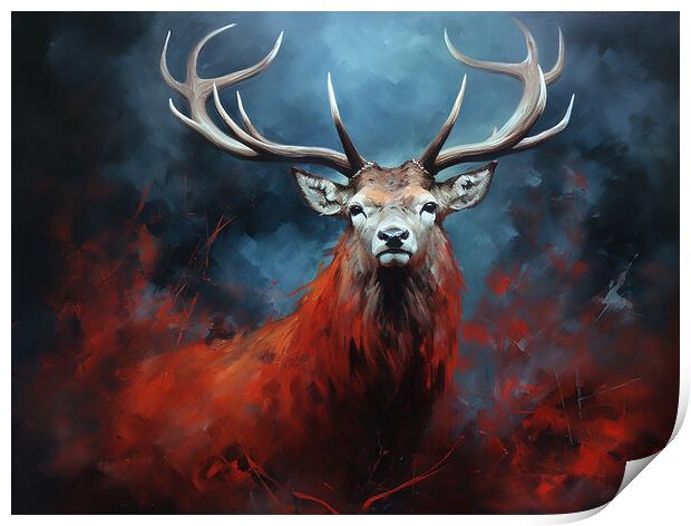 Scottish Stag Painting Print by Steve Smith
