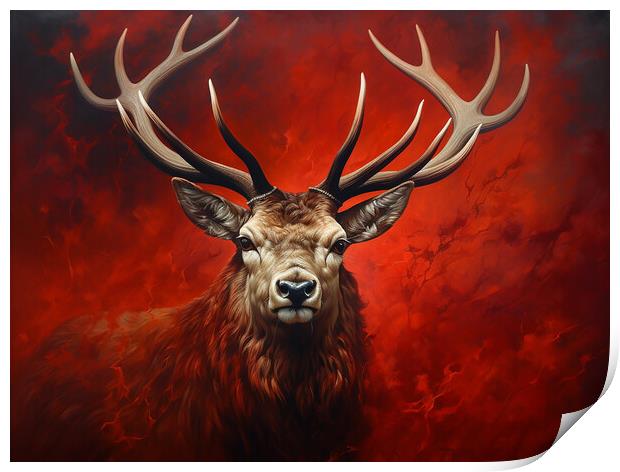 Scottish Stag Painting Print by Steve Smith