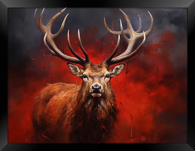 Scottish Stag Painting Framed Print by Steve Smith