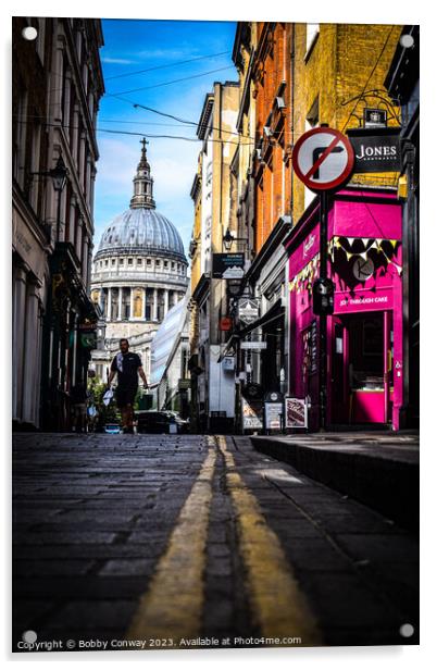Leading lines to St Pauls cathedral Acrylic by Bobby Conway