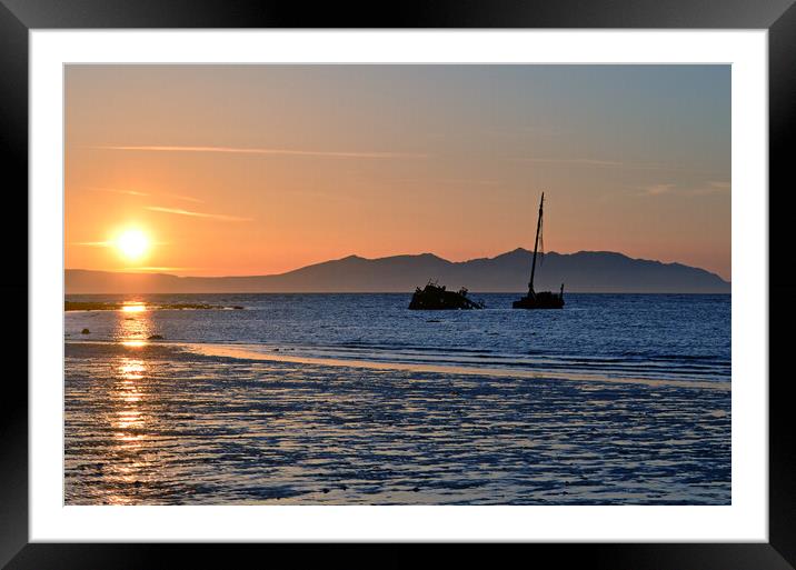 Clyde puffer Kaffir at sunset off Ayr Framed Mounted Print by Allan Durward Photography