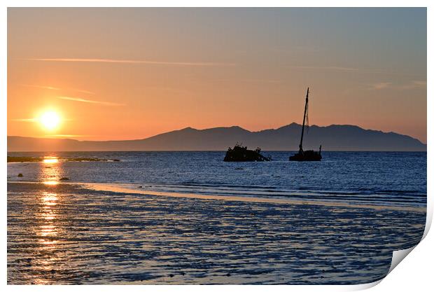 Clyde puffer Kaffir at sunset off Ayr Print by Allan Durward Photography