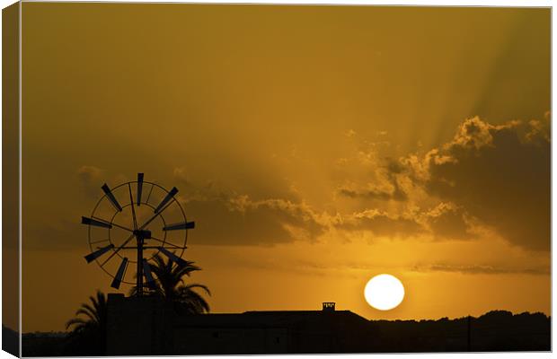 Mallorcan Windmill Sunset Canvas Print by Kevin Tate