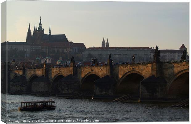 Across the Vltava River to Prague Castle Canvas Print by Serena Bowles