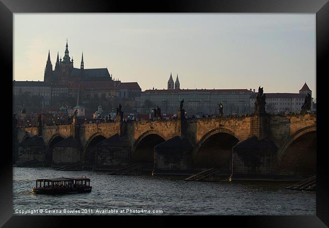 Across the Vltava River to Prague Castle Framed Print by Serena Bowles