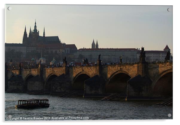 Across the Vltava River to Prague Castle Acrylic by Serena Bowles