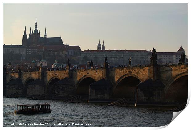 Across the Vltava River to Prague Castle Print by Serena Bowles