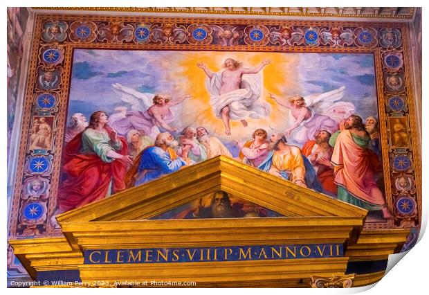 Jesus Resurrection Fresco Basilica Saint John Lateran Rome Print by William Perry