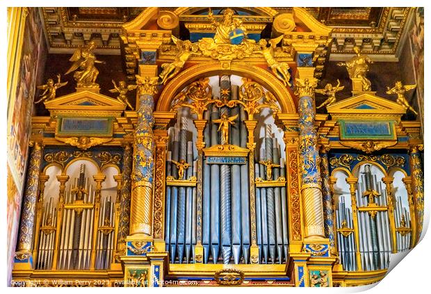Golden Organ Basilica Saint John Lateran Cathedral Rome Italy Print by William Perry