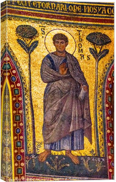 Saint Thomas Mosaic Saint John Lateran Cathedral Rome Italy Canvas Print by William Perry