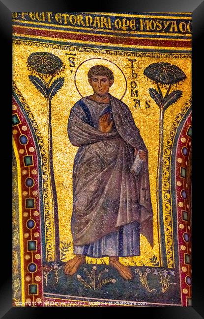 Saint Thomas Mosaic Saint John Lateran Cathedral Rome Italy Framed Print by William Perry