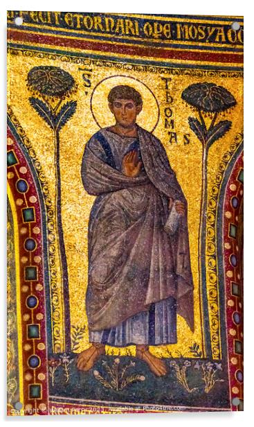 Saint Thomas Mosaic Saint John Lateran Cathedral Rome Italy Acrylic by William Perry