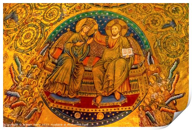 Coronation Mary Mosaic Santa Maria Maggiore Rome Italy Print by William Perry