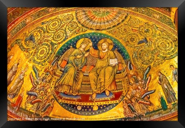 Coronation Mary Mosaic Santa Maria Maggiore Rome Italy Framed Print by William Perry