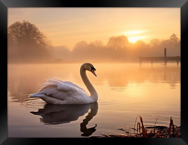 Swan At Sunrise Framed Print by Steve Smith