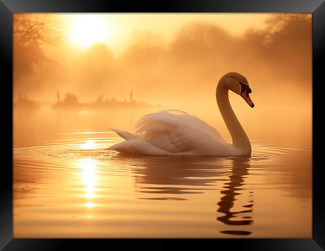 Swan At Sunrise Framed Print by Steve Smith